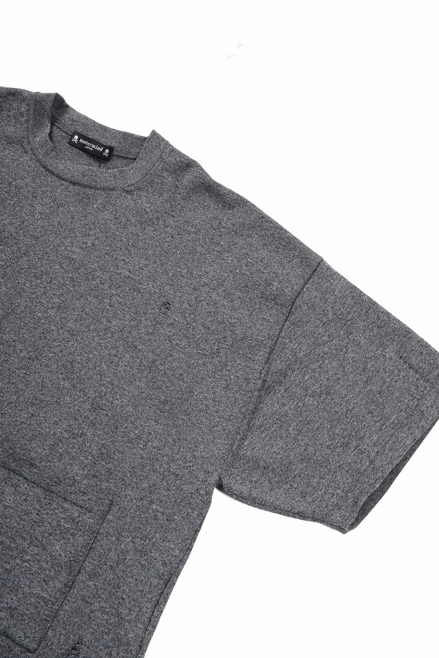 mastermind JAPAN INTARSIA SS KNIT SWEATER / OVERSIZED (TOP GRAY)