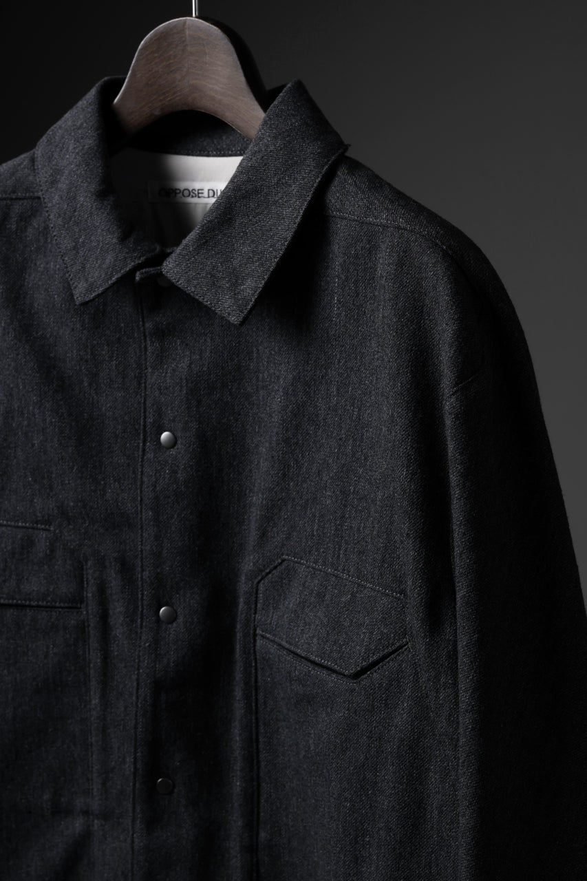 OPPOSE DUALITY PANEL SHIRT JACKET / WOOL x COTTON TWILL (GRAY)