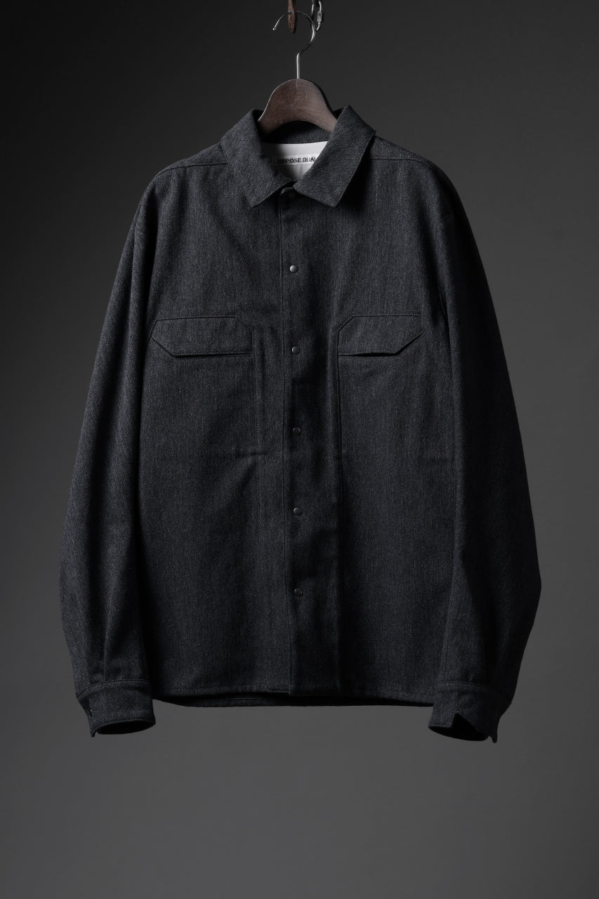 OPPOSE DUALITY PANEL SHIRT JACKET / WOOL x COTTON TWILL (GRAY)