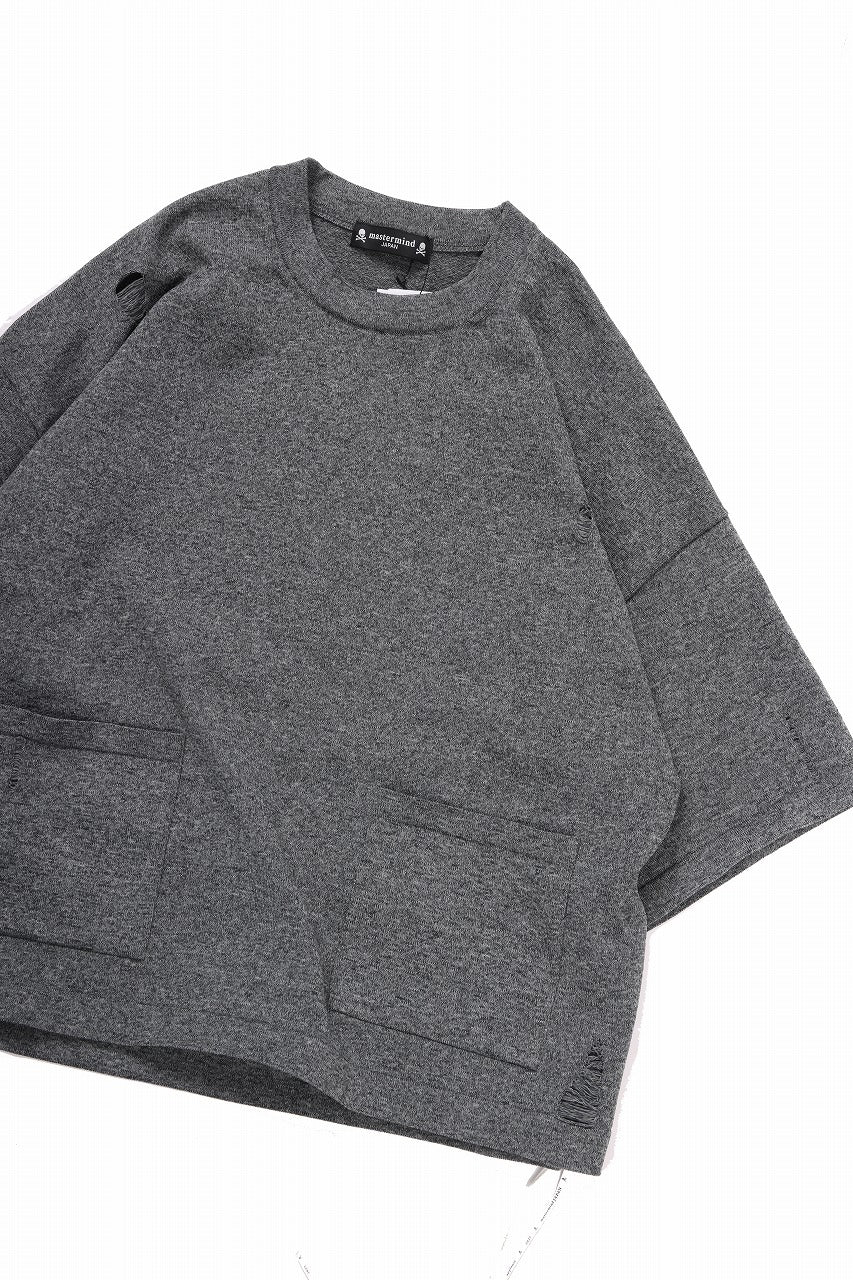 mastermind JAPAN INTARSIA SS KNIT SWEATER / OVERSIZED (TOP GRAY)