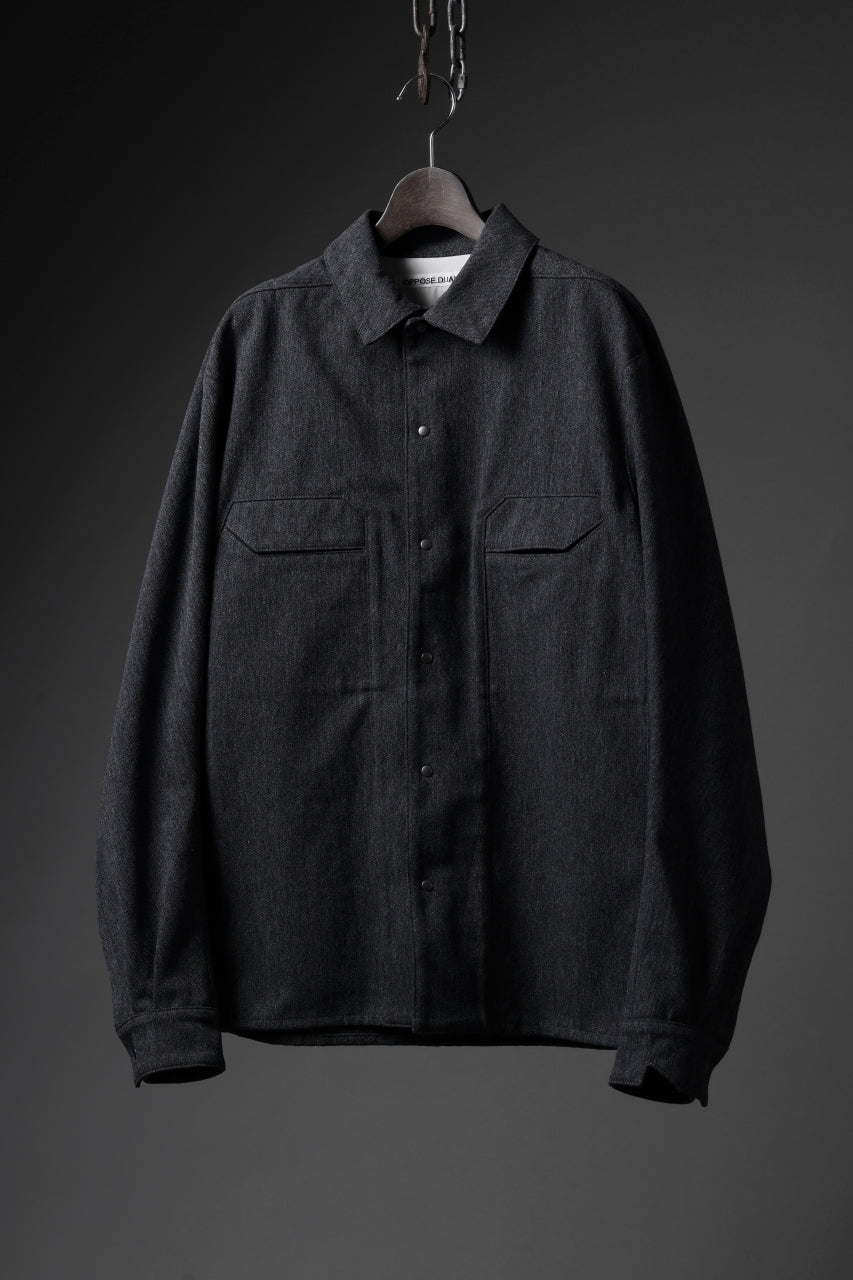 OPPOSE DUALITY PANEL SHIRT JACKET / WOOL x COTTON TWILL (GRAY)