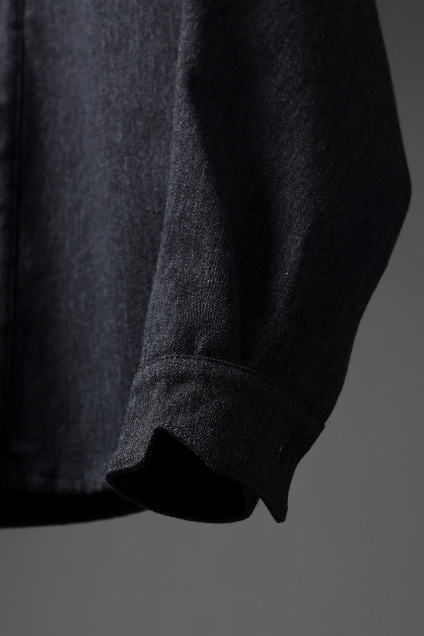 OPPOSE DUALITY PANEL SHIRT JACKET / WOOL x COTTON TWILL (GRAY)