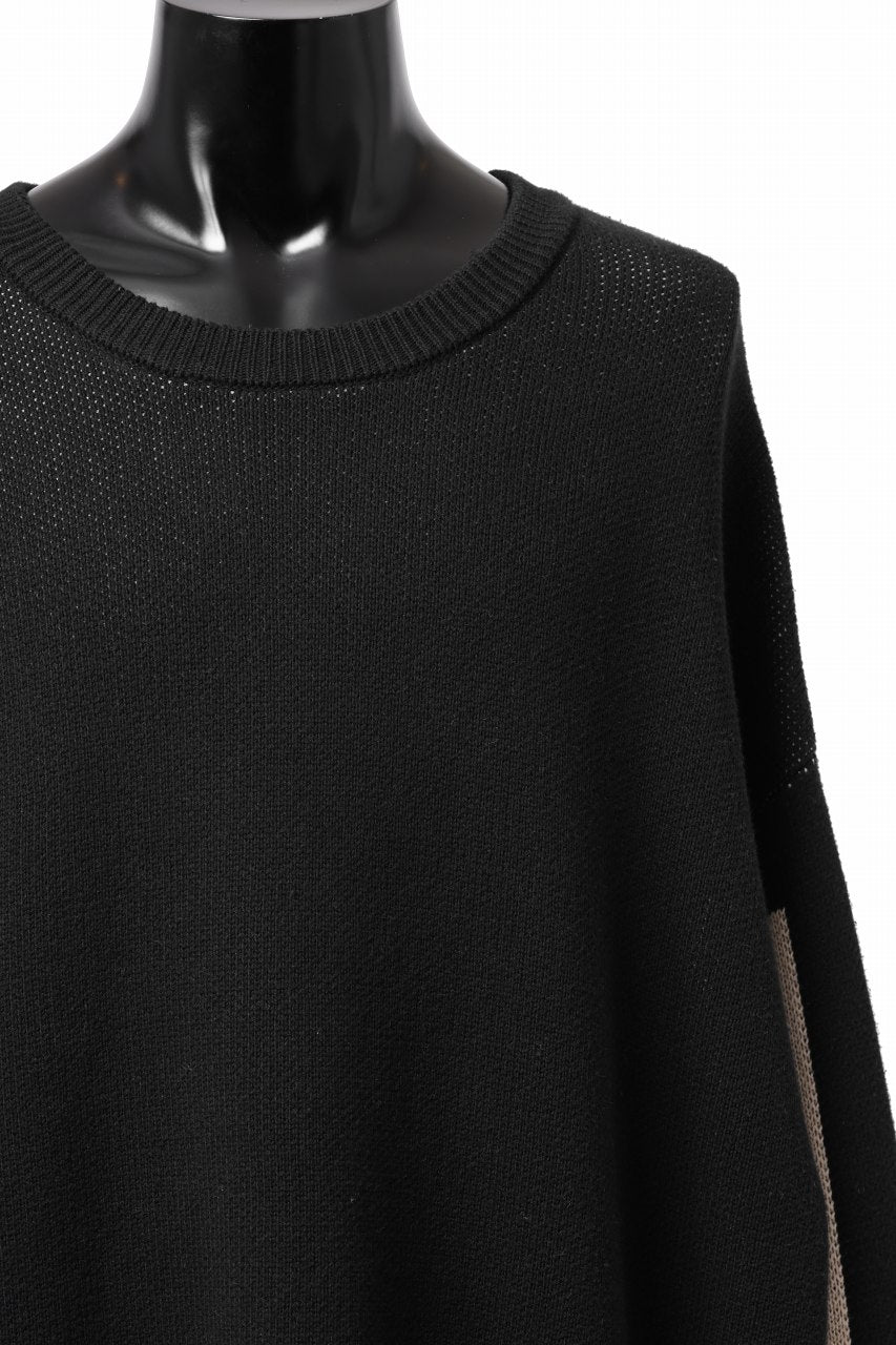 Load image into Gallery viewer, A.F ARTEFACT GEO PATTERN COTTON KNIT TOPS /  (BLACK x BROWN)