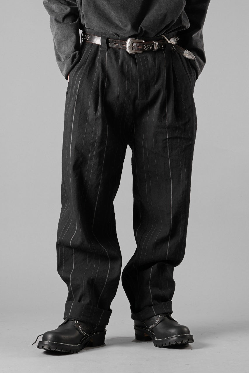 画像をギャラリービューアに読み込む, Hannibal. Wide Pleated Trousers / Homer 222. (BLACK CHALK STRIPED)