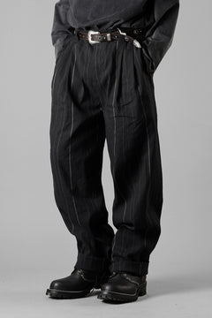画像をギャラリービューアに読み込む, Hannibal. Wide Pleated Trousers / Homer 222. (BLACK CHALK STRIPED)