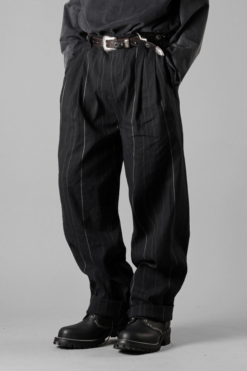 Hannibal. Wide Pleated Trousers / Homer 222. (BLACK CHALK STRIPED)