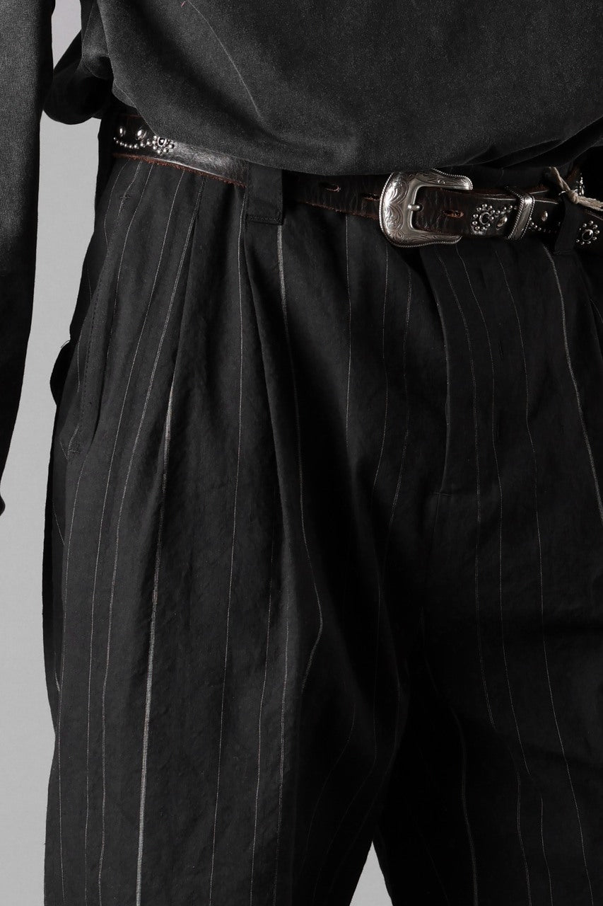 画像をギャラリービューアに読み込む, Hannibal. Wide Pleated Trousers / Homer 222. (BLACK CHALK STRIPED)