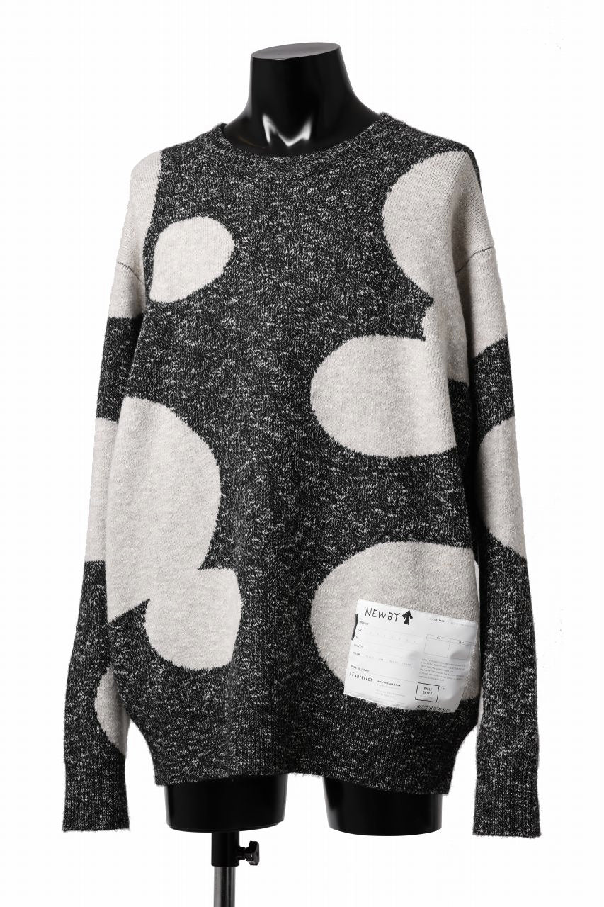 A.F ARTEFACT POLKA PATTERN KNIT TOPS (GREY x BEIGE)