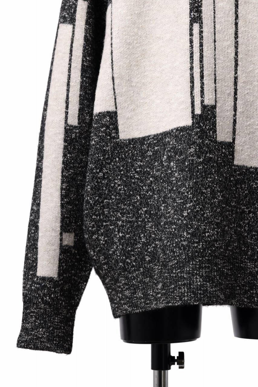 Load image into Gallery viewer, A.F ARTEFACT GEO PATTERN KNIT TOPS (GREY x BEIGE)