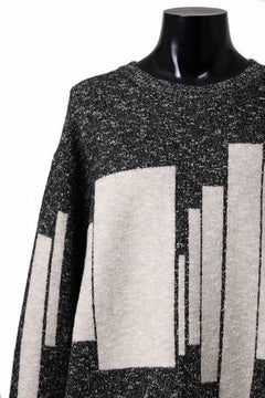 画像をギャラリービューアに読み込む, A.F ARTEFACT GEO PATTERN KNIT TOPS (GREY x BEIGE)