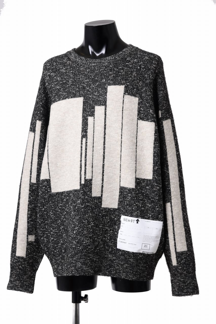 画像をギャラリービューアに読み込む, A.F ARTEFACT GEO PATTERN KNIT TOPS (GREY x BEIGE)