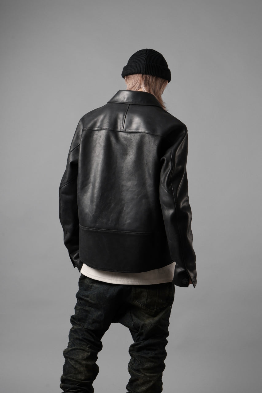 ierib EX-Collared Zip Jacket / Horse Nubuck Leather (BLACK)