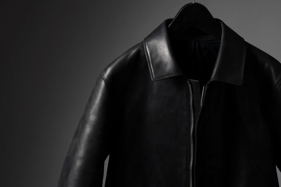 Load image into Gallery viewer, ierib EX-Collared Zip Jacket / Horse Nubuck Leather (BLACK)