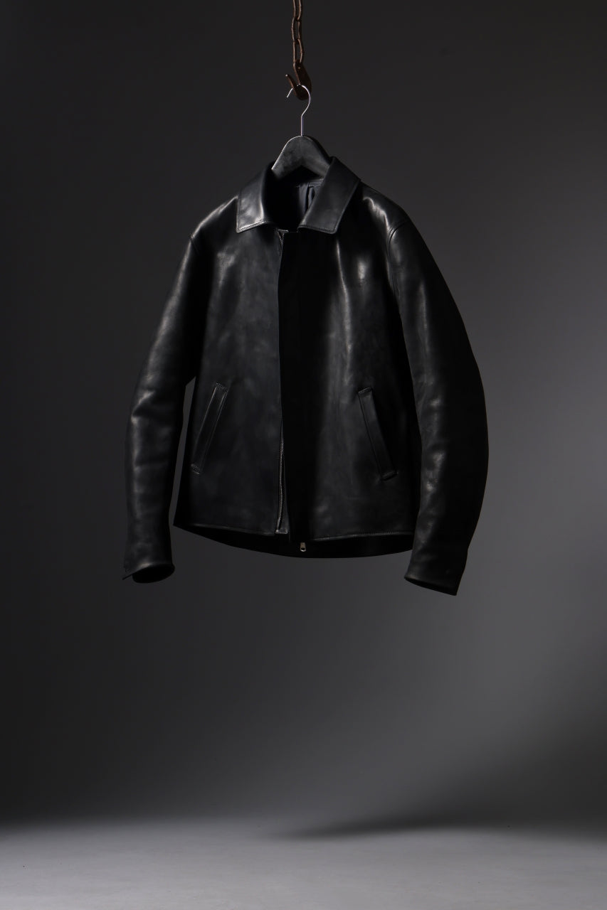 ierib EX-Collared Zip Jacket / Horse Nubuck Leather (BLACK)