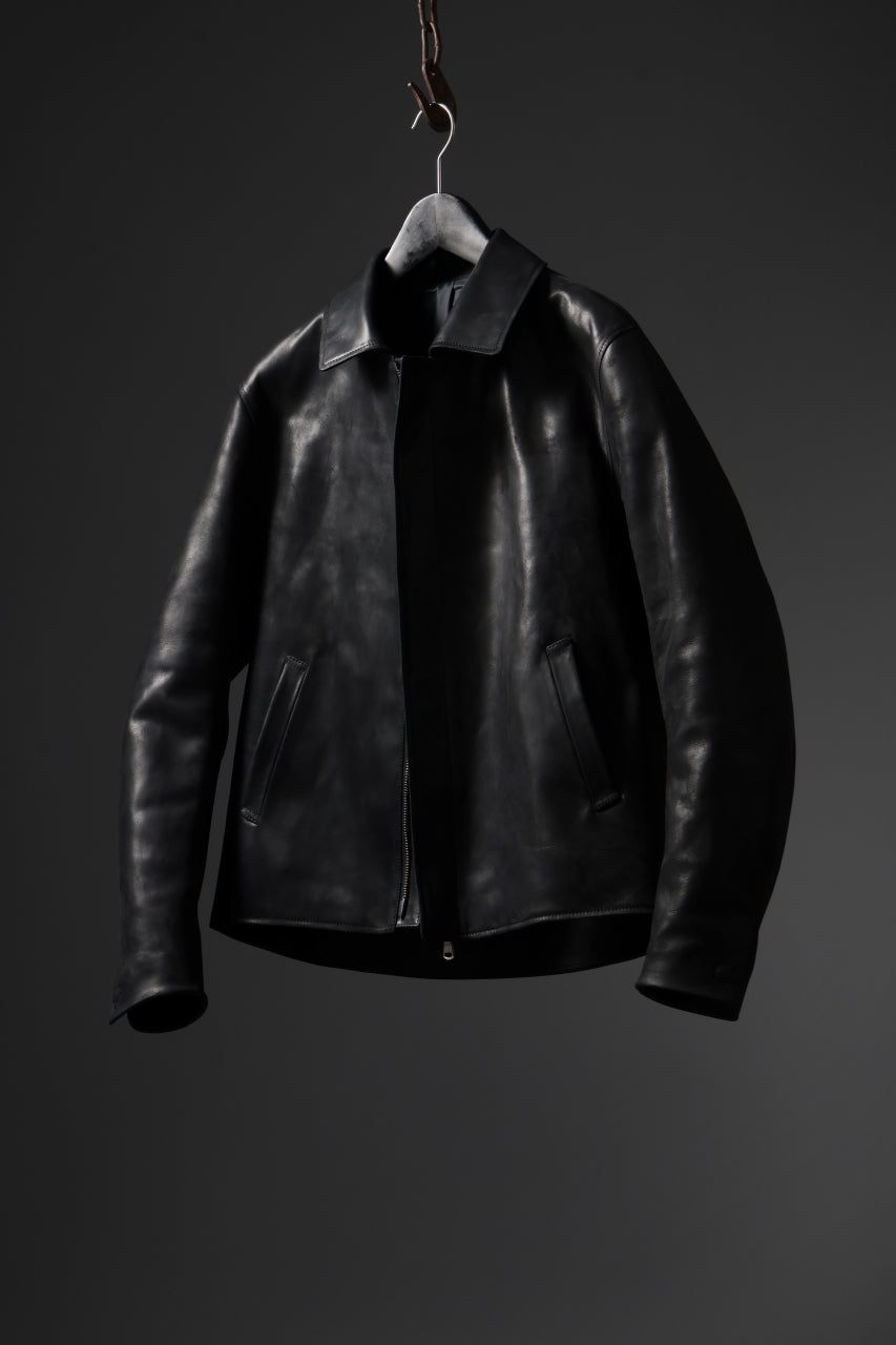 ierib EX-Collared Zip Jacket / Horse Nubuck Leather (BLACK)