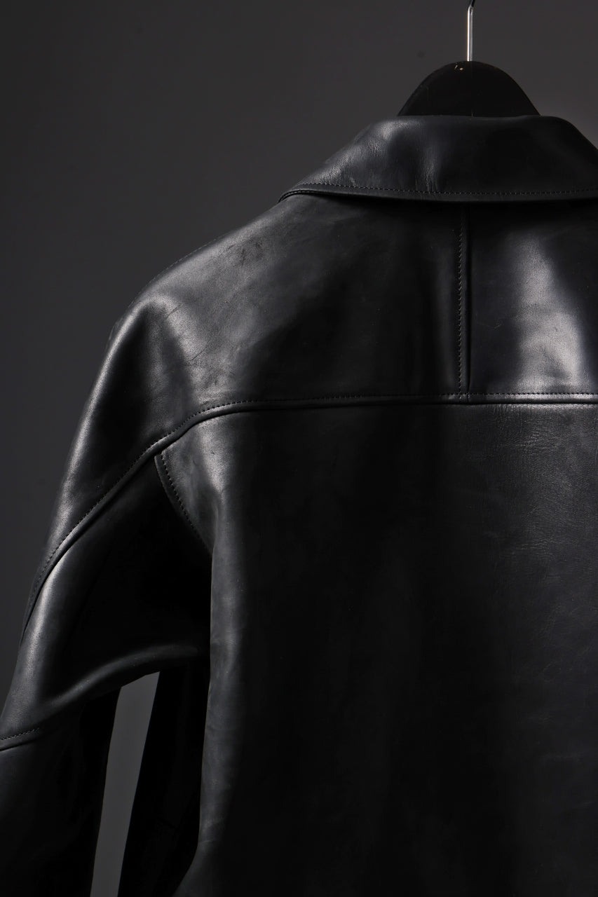 ierib EX-Collared Zip Jacket / Horse Nubuck Leather (BLACK)