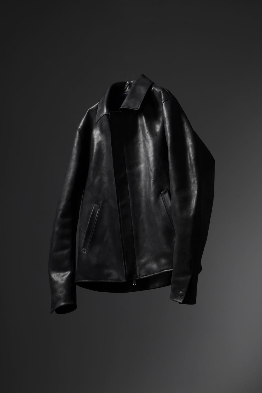 ierib EX-Collared Zip Jacket / Horse Nubuck Leather (BLACK)