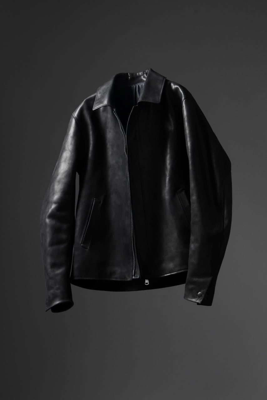 ierib EX-Collared Zip Jacket / Horse Nubuck Leather (BLACK)