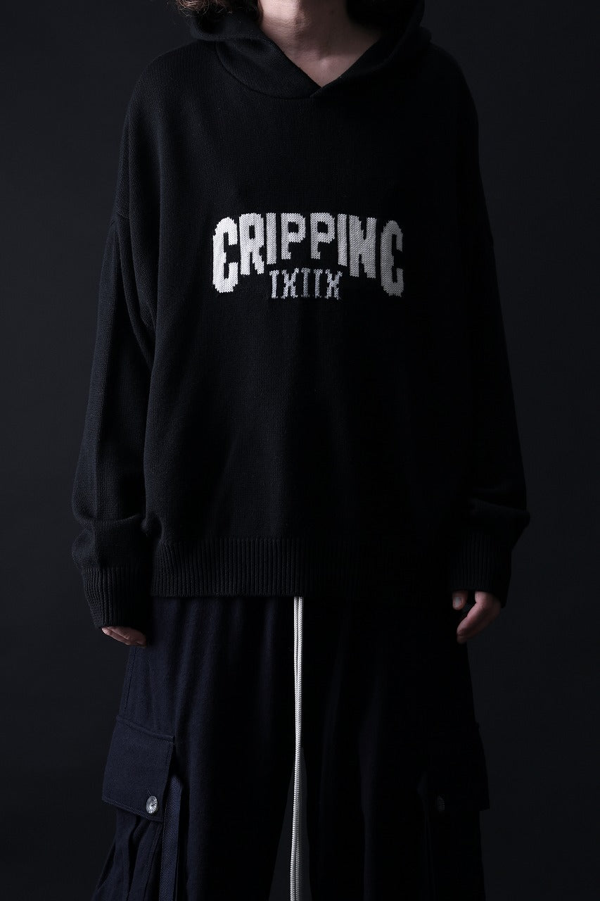 Load image into Gallery viewer, 【SAMPLE SALE】A.F ARTEFACT CRIPPING KNIT HOODIE / OVER SIZED FIT (BLACK x IVORY)