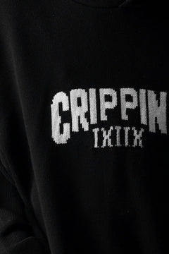 Load image into Gallery viewer, 【SAMPLE SALE】A.F ARTEFACT CRIPPING KNIT HOODIE / OVER SIZED FIT (BLACK x IVORY)