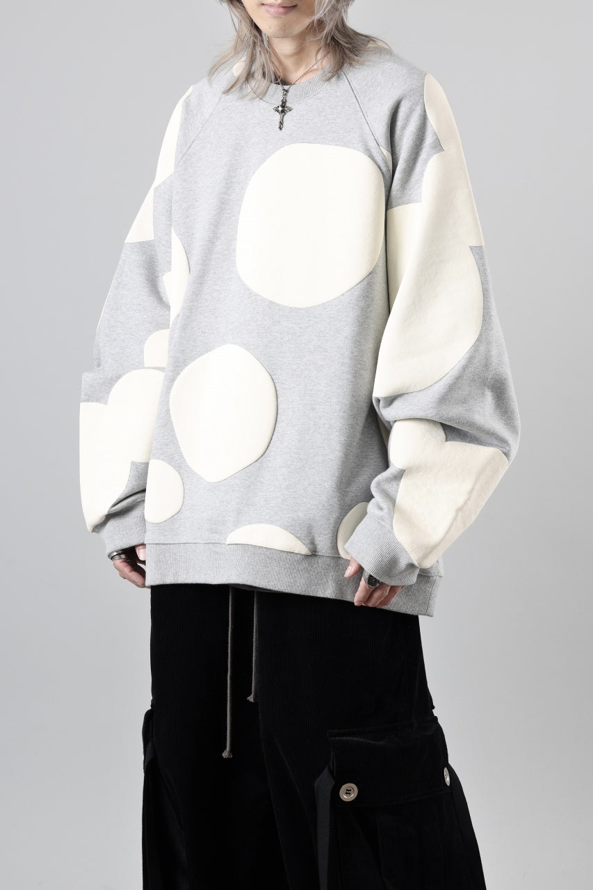 画像をギャラリービューアに読み込む, A.F ARTEFACT POLKA PATTERN SWEAT RAGLAN TOPS (HEATHER GREY)