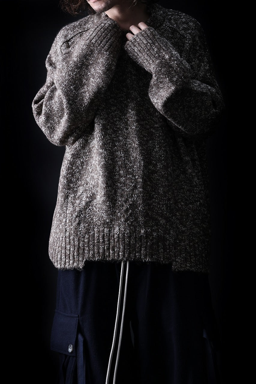 Load image into Gallery viewer, 【SAMPLE SALE】A.F ARTEFACT KNIT SWEATER / MELANGE WOOL (KHAKI)