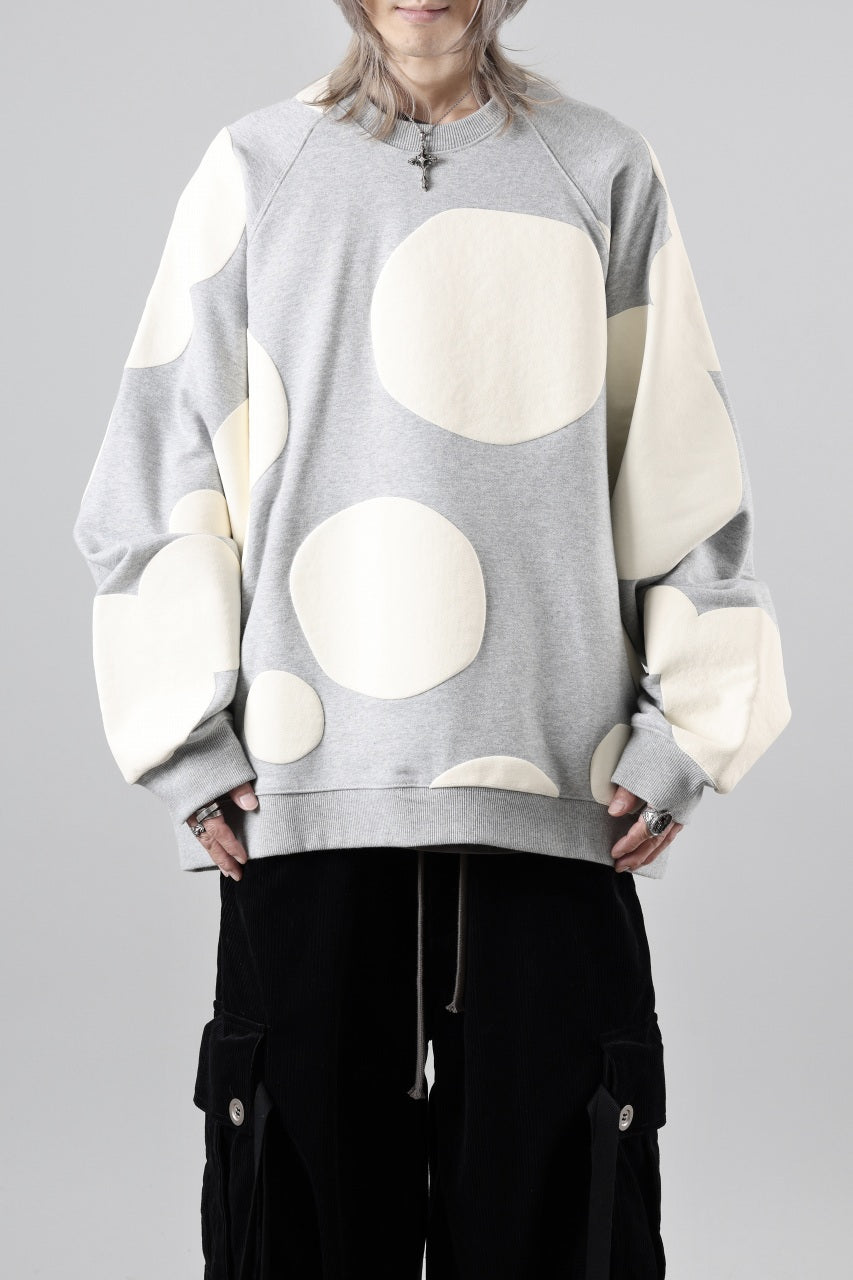 画像をギャラリービューアに読み込む, A.F ARTEFACT POLKA PATTERN SWEAT RAGLAN TOPS (HEATHER GREY)