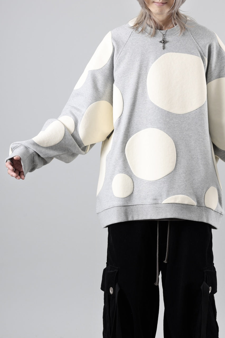 画像をギャラリービューアに読み込む, A.F ARTEFACT POLKA PATTERN SWEAT RAGLAN TOPS (HEATHER GREY)