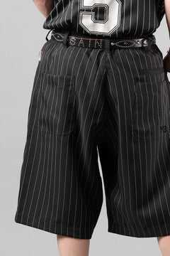 画像をギャラリービューアに読み込む, Y-3 Yohji Yamamoto PINSTRIPE SPORT UNIFORM SHORT TROUSERS (BLACK)