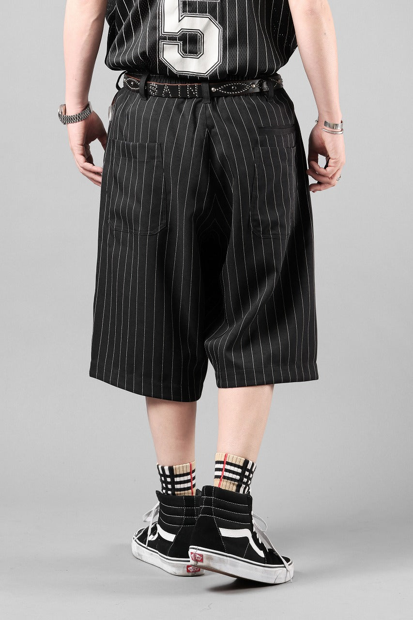 画像をギャラリービューアに読み込む, Y-3 Yohji Yamamoto PINSTRIPE SPORT UNIFORM SHORT TROUSERS (BLACK)