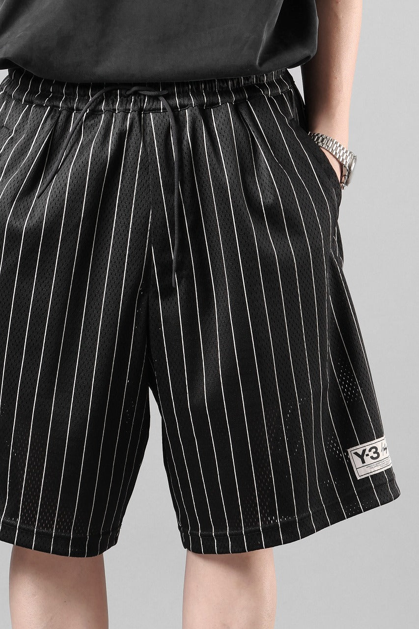 画像をギャラリービューアに読み込む, Y-3 Yohji Yamamoto ELITE 5 MESH PINSTRIPE SHORTS (BLACK)