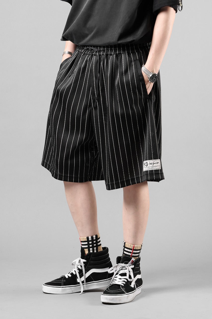 画像をギャラリービューアに読み込む, Y-3 Yohji Yamamoto ELITE 5 MESH PINSTRIPE SHORTS (BLACK)