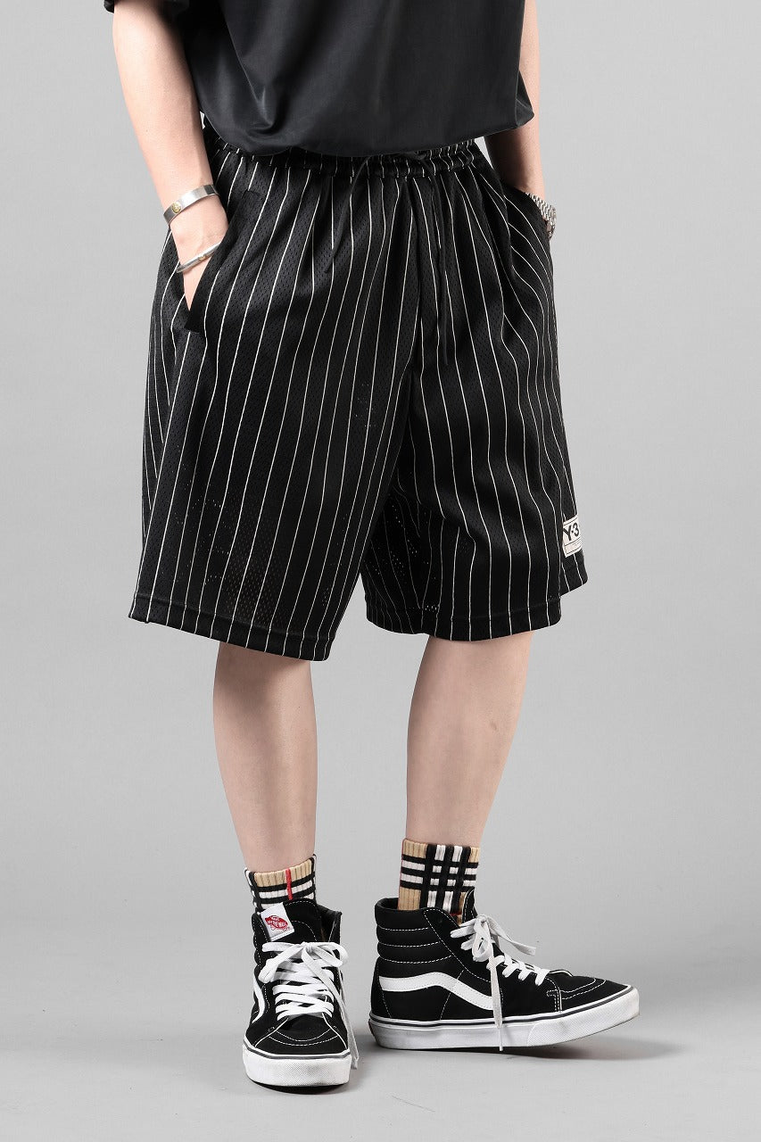 画像をギャラリービューアに読み込む, Y-3 Yohji Yamamoto ELITE 5 MESH PINSTRIPE SHORTS (BLACK)