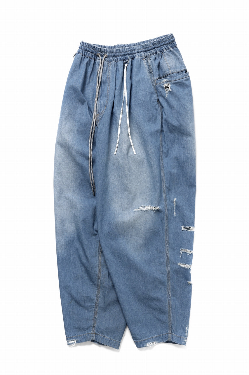 画像をギャラリービューアに読み込む, mastermind JAPAN DISTRESSED WIDE EASY DENIM PANTS (INDIGO)