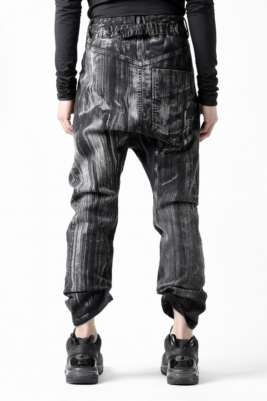 11 BY BORIS BIDJAN SABERI LOW CROTCH BAGGY PANTS / OBJECT DYED & USED EFFECT "P4C-F1481" (BLACK)