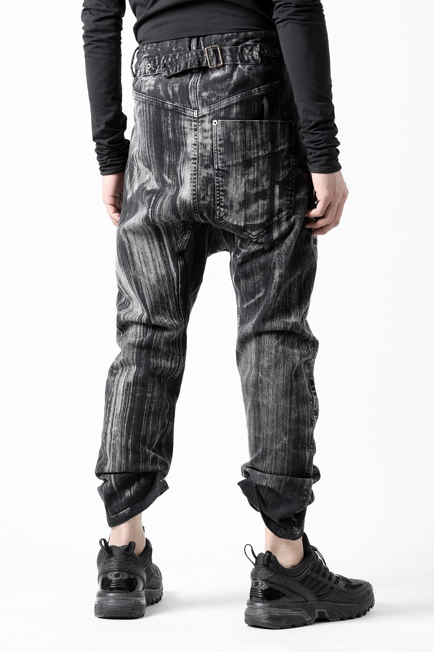 11 BY BORIS BIDJAN SABERI LOW CROTCH BAGGY PANTS / OBJECT DYED & USED EFFECT "P4C-F1481" (BLACK)