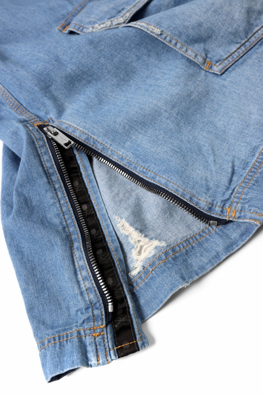 画像をギャラリービューアに読み込む, mastermind JAPAN DISTRESSED SS PULLOVER DENIM SHIRT (INDIGO)