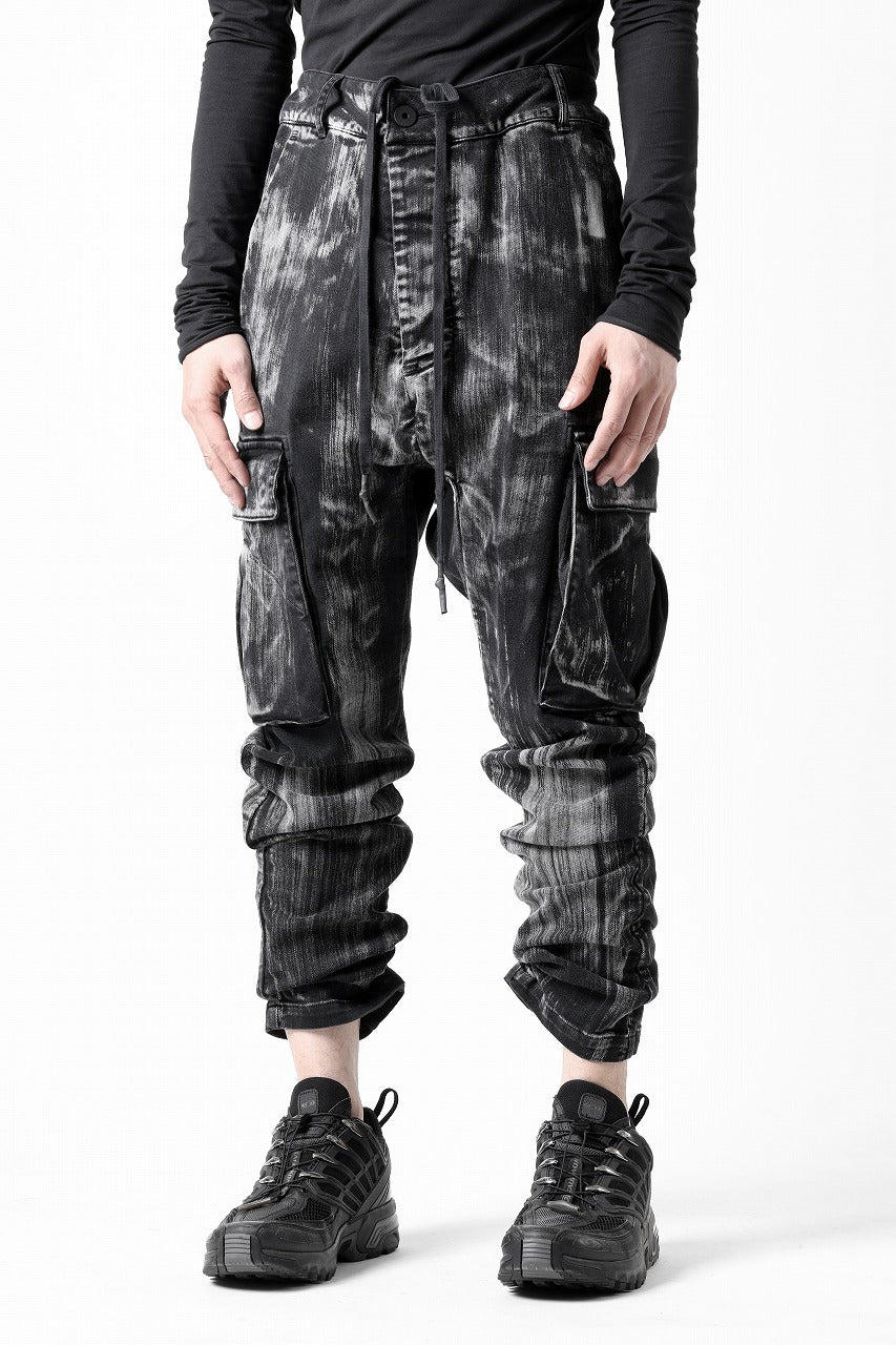 11 BY BORIS BIDJAN SABERI CARGO POCKET PANTS / OBJECT DYED & USED EFFECT "P21B-F1481" (BLACK)