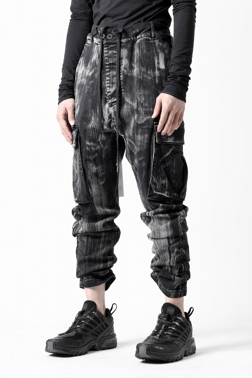 11 BY BORIS BIDJAN SABERI CARGO POCKET PANTS / OBJECT DYED & USED EFFECT "P21B-F1481" (BLACK)