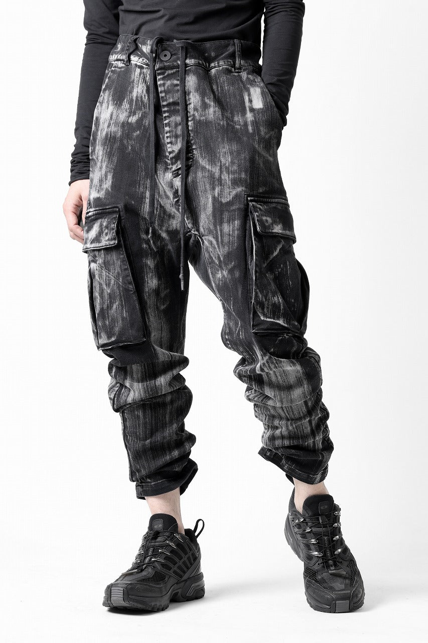 11 BY BORIS BIDJAN SABERI CARGO POCKET PANTS / OBJECT DYED & USED EFFECT "P21B-F1481" (BLACK)