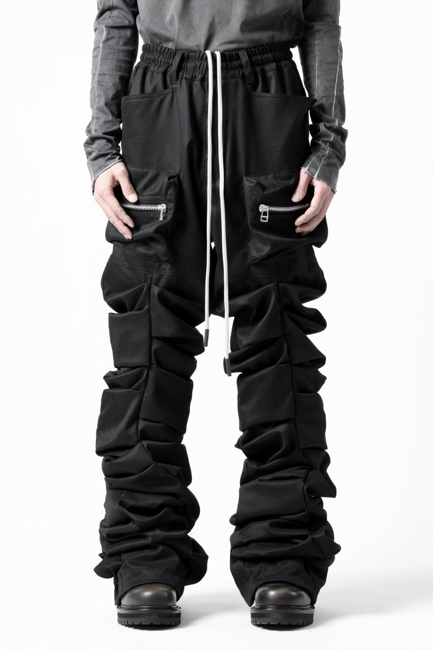 A.F ARTEFACT MONSTER TUCK FLARE BAGGY PANTS / LUX PES TWILL (BLACK)