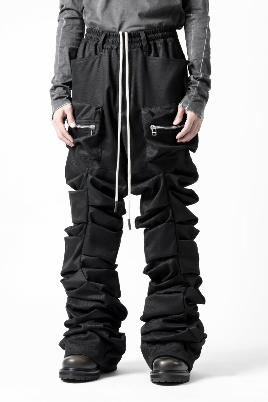 A.F ARTEFACT MONSTER TUCK FLARE BAGGY PANTS / LUX PES TWILL (BLACK)