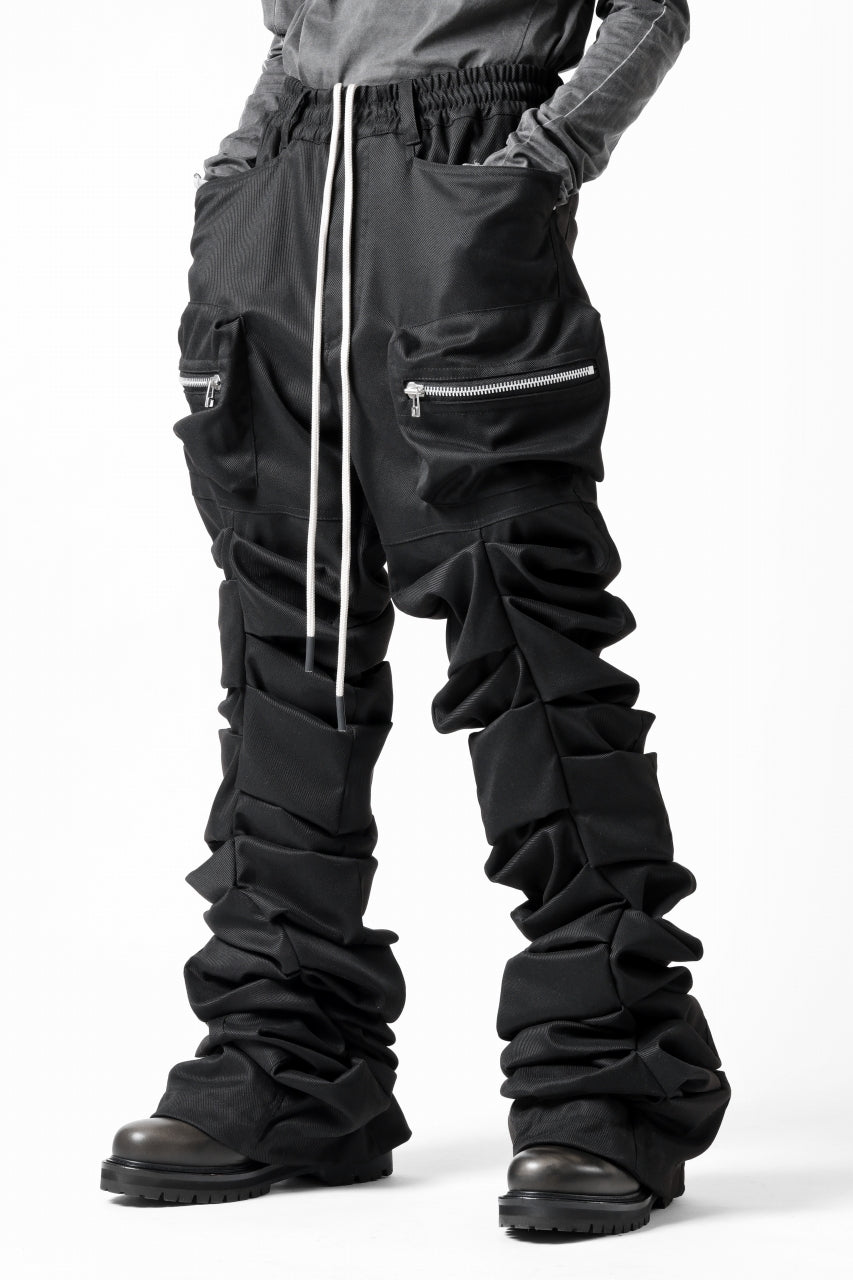 A.F ARTEFACT MONSTER TUCK FLARE BAGGY PANTS / LUX PES TWILL (BLACK)