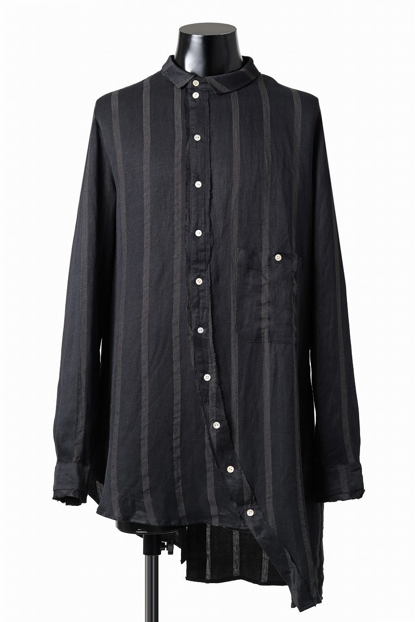 画像をギャラリービューアに読み込む, Aleksandr Manamis BIAS COLLAR STRIPE SHIRT (BLACK)