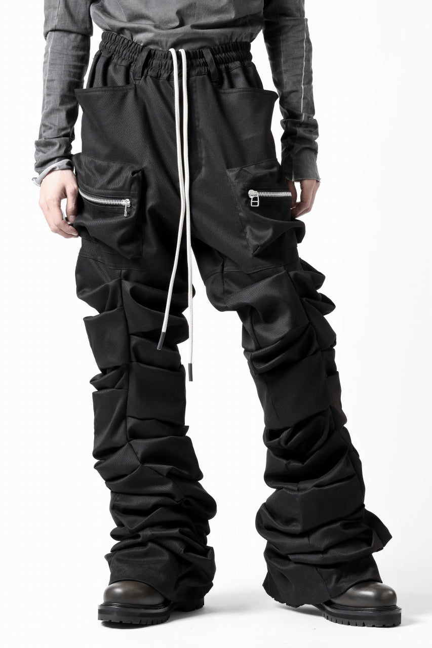 A.F ARTEFACT MONSTER TUCK FLARE BAGGY PANTS / LUX PES TWILL (BLACK)