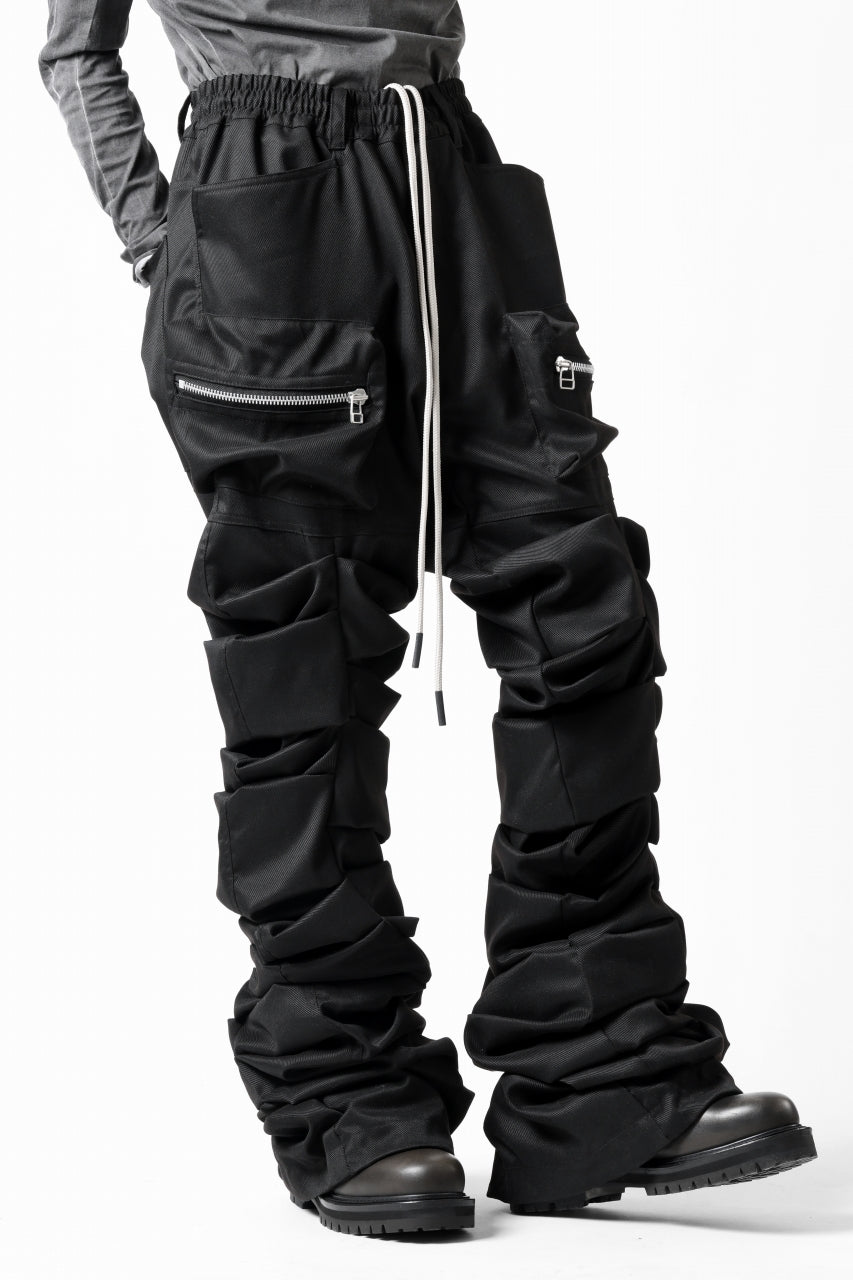 A.F ARTEFACT MONSTER TUCK FLARE BAGGY PANTS / LUX PES TWILL (BLACK)