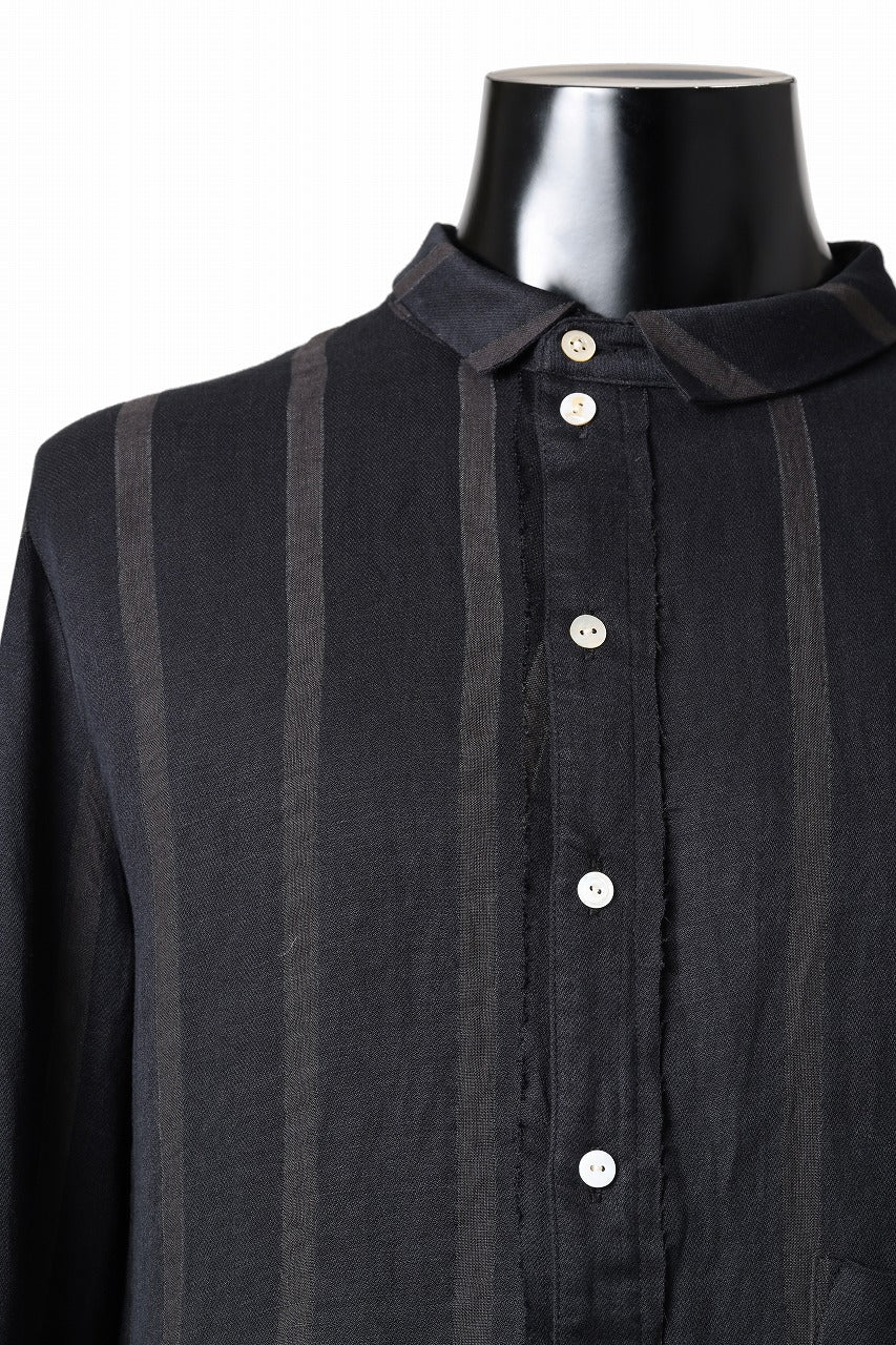 画像をギャラリービューアに読み込む, Aleksandr Manamis BIAS COLLAR STRIPE SHIRT (BLACK)