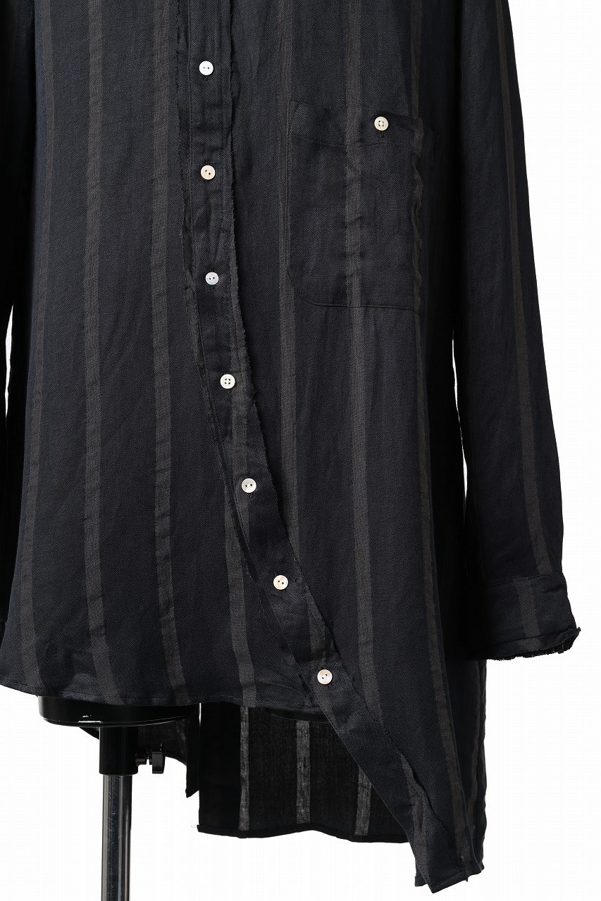 Aleksandr Manamis BIAS COLLAR STRIPE SHIRT (BLACK)