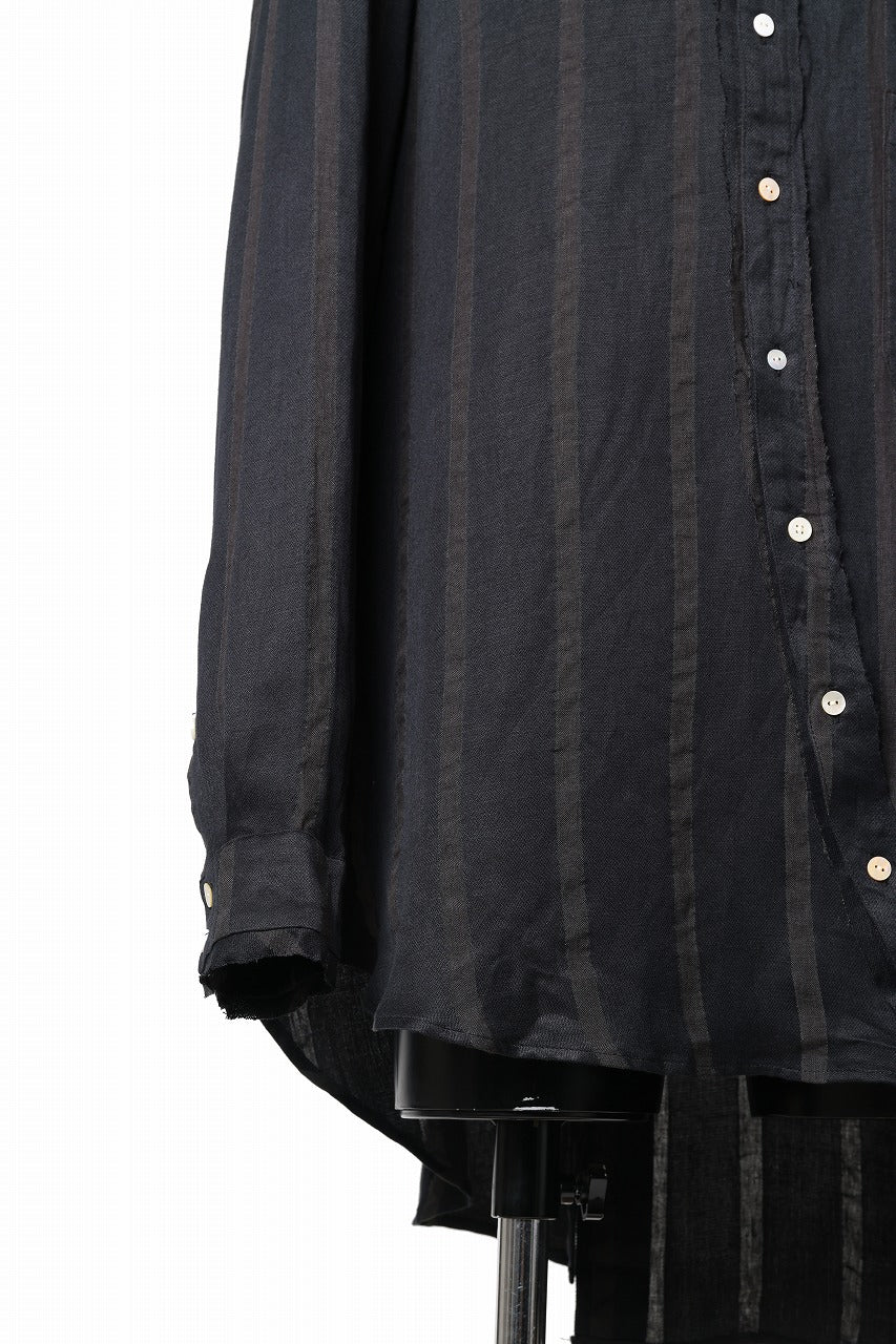 Aleksandr Manamis BIAS COLLAR STRIPE SHIRT (BLACK)