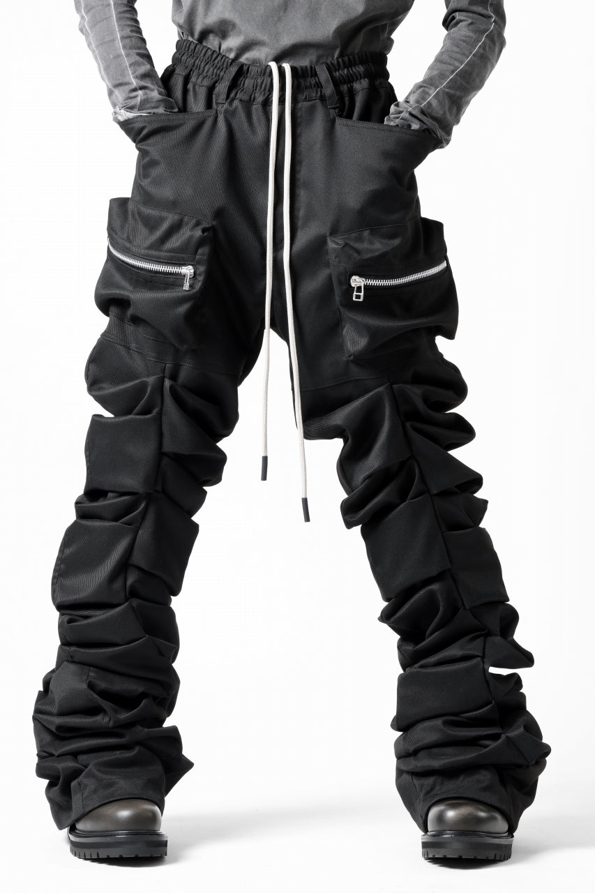 A.F ARTEFACT MONSTER TUCK FLARE BAGGY PANTS / LUX PES TWILL (BLACK)